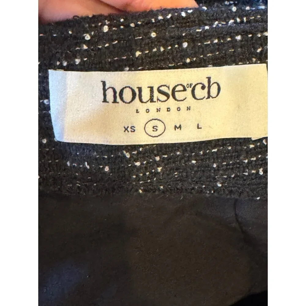 House Of CB‎ Skirt Women Small Black Tweed Draped Fringe Mini Sexy Preppy - Picture 7 of 10